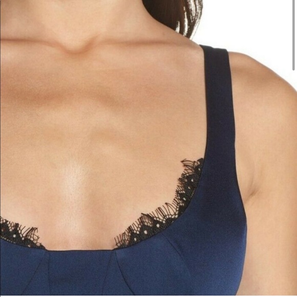 Fame And Partners Ara Satin Lace Trim Long Dress - Picture 3 of 4